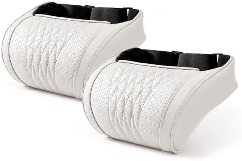Memory Foam Car Headrest Pillow, Car Neck Pillow for Driving (White, 2 Pcs) by Unknown