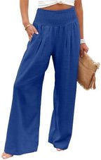 Angerella Womens Elastic High Waisted Palazzo Pants Casual Wide Leg Long Lounge Pant Trousers with Pocket by Angerella