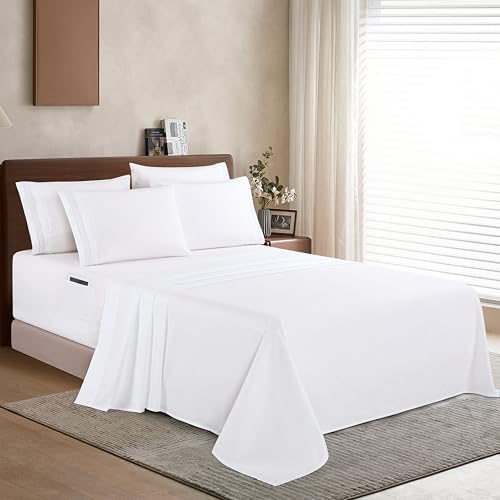 Elegant Comfort 1500 Premium Quality 4-Piece Bed Sheet Set - 18-24 Inch Extra Deep Pocket, Smart Storage Pockets, Wrinkle Free Ultra Soft 4PC Extra Deep Pocket Sheets, Twin/Twin XL, White - Image 3