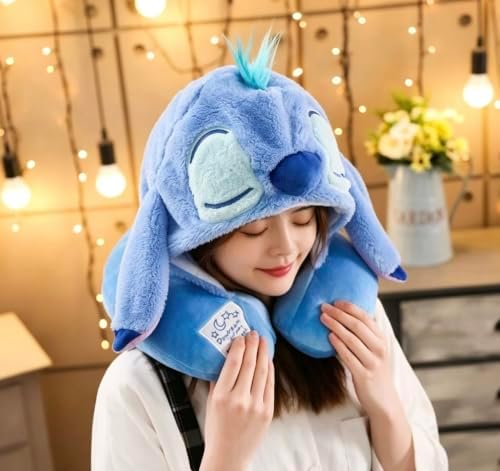 Finex Stitch Monster U-Shape Travel Home Car Neck Pillow for Kids Head Rest Driving Seat Cushion Cute Soft Comfy Cartoon Auto Accessories - Image 3