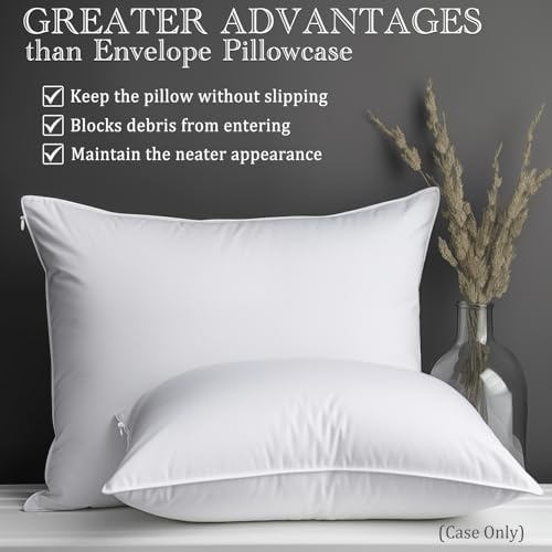 Precoco White Pillow Cases Queen Size Set of 4 | 100% Cotton Pillowcases with Zipper Hidden | Premium Cooling Decorative Pillow Covers with 600 Thread Count, Soft & Smooth, 20x30 inches - Image 2