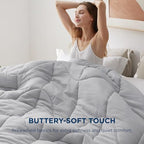 Bedsure Twin Comforter - Twin Duvet Insert for All Season, Ultra-Soft Quilted Down Alternative Comforter, Blanket for Bed, Prewashed Duvet Insert with 4 Tabs, Machine Washabl, Light Grey, 88x68 in - Image 3