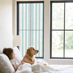 Window Privacy Film Frosted, Teal Green Lines Static Cling Door Window Covering, Modern Vertical Striped Vintage Minimalist UV Blocking Windows Film for Office, Hotel, Bedroom, 29.5 x 78.7 Inches - Image 2