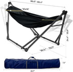 Tranquillo Uniki Hammock with Stand for Outside Portable Hammock, Black - Image 5