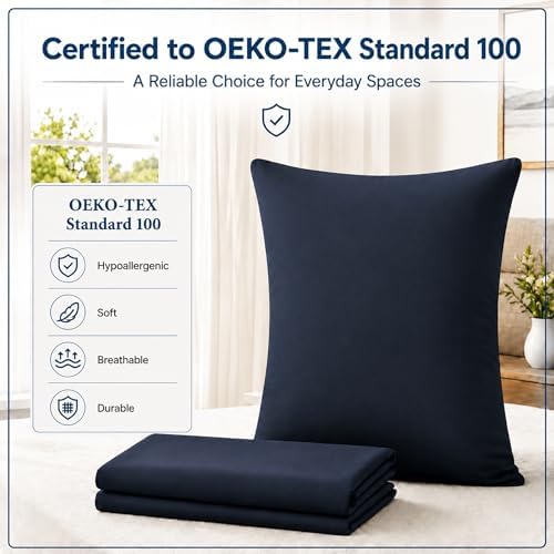 ZPECC Bulk Navy Pillow Cases King Size 24 Pack with Envelope Closure - Image 2