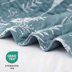 JANZAA Quilt King Size, Mineral Blue Bedspread Floral Bedding Set 3 Pieces - Image 2