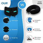 GOLDORANGE Travel Pillow Neck Chin Head Support 100% Pure Memory Foam Neck Pillows for Long Flights Airplane Car Office Sleeping Rest Portable Plane Accessories Black S - Image 5
