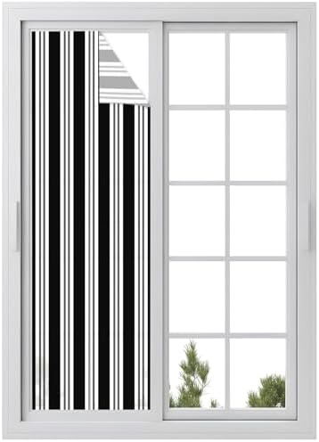 Window Privacy Film Frosted, Black Striped Reusable Static Cling Window Tints, Minimalist Vertical Stripes Heat Control Windows Films for Offices, Balcony, 29.5 x 118 Inches by Unknown