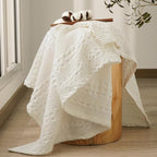PHF Lightweight 100% Cotton Waffle Throw Blanket for Couch, Ivory - Image 4