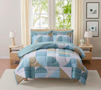 Geometric Comforter Set Full Size with Sheets Bed in a Bag – Deep Pocket Fitted Sheet with Elastic Corners, Cozy Comforter, Pillowcases & Shams – Soft Microfiber All Season Bedding – Machine Washable by SweetHomeCollection