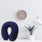 Travel Pillow Push-Button Inflatable U Shaped Neck Pillow for Neck Support Airplanes with Travel Packsack and Luggage Clip(D) - Image 4