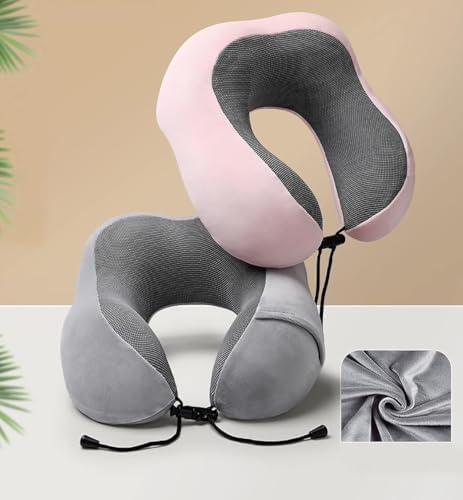 QUQUQ Travel Neck Pillow for Sleeping Memory Foam Travel Neck Pillow Cushion Support for Airplane Sleeping Comfortable(Grey) - Image 7