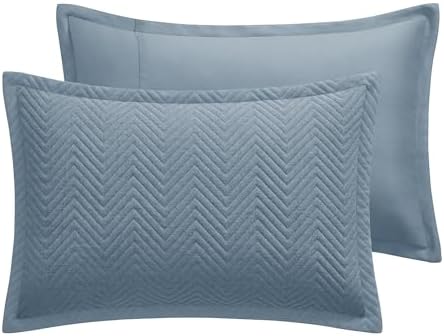 IR Imperial Rooms Twin Quilt Bedding Set Washed Blue Bedspread Wave - Image 6