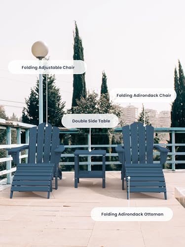 KINGYES Folding Adirondack Ottoman for Adirondack Chair, Navy - Image 6