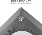 SLEEP ZONE Cooling Twin Mattress Topper for Single Bed, Premium Zoned Cool Mattress Pad Cover, Padded Mattress Protector Breathable Washable, Deep Pocket 8-21" (Grey, Twin, 39 x 75) - Image 5