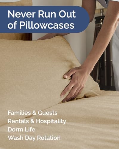 Standard Pillow Cases - 6 Pack Pillowcase Covers, 20" x 26" - Heathered Tan - Image 5