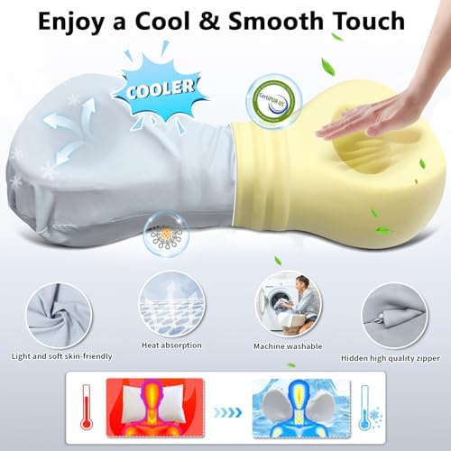Cervical Neck Pillows for Tension Muscle Relief, Neck Roll Pillow for Side Sleepers, Camping & Travel Neck Support Memory Foam Pillow, Cervical Traction Device with Storage Bag - Image 6