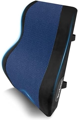 Brookstone BK1172 - Luxurious Back Support Pillow for Office Chairs and Cars, Lumbar Cushion with Premium Grade Memory Foam with Cooling Gel, Soft Plush Cover by Brookstone