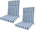 High Back Outdoor Chair Cushions 2 pcs, Water Proof Chaise Lounge Chair Cushions, Chairs Pads Stain Resistant for Camping Beach Picnic Travel Patio(A-Blue Stripes,45 x107 x 5cm) by Unknown