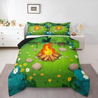 Erosebridal Camper King Size Comforter Set Happy Camping Bedding Set Woodland Camping Bedding Comforter Sets,Campfire Quilt 3 Pcs by Erosebridal