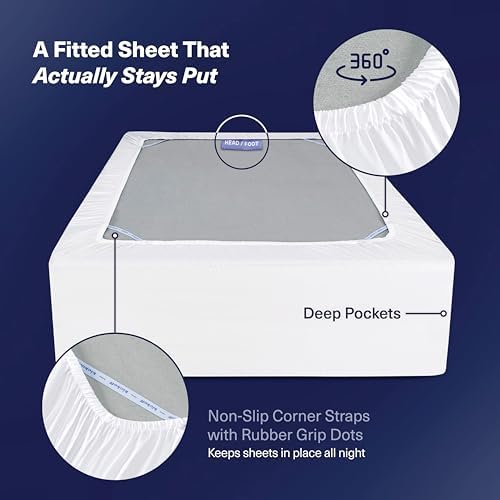 Kickoff Viscose Bamboo Sheets Split King Size 5-pc 100% Organic Bamboo Viscose Bed Cooling Sheets Split King Size Set Cool Bedding for hot Sleepers Sheet Set - Gift Ready Packaging (White, SK) - Image 6