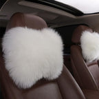 Fluffy Car Headrest Pillow Furry Long Wool Lumbar Auto Head Neck Support Pillow Cushion Natural Luxury Fur Warm Soft Comfort Winter - Image 2