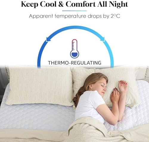 CHOSHOME Cooling Pillow Cases Zipper Pillow Covers Q-Max > 0.45 Zippered Pillowcases for Hot Sleepers, Soft, Breathable, Skin-Friendly, 4 Pack (Standard, 20"x26", Beige) - Image 3