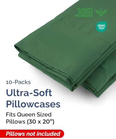 Queen Pillow Cases - 6 Pack Pillowcase Covers - 20" x 30" (Emerald Green) - Image 2