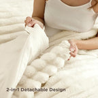 Bedsure 2-in-1 Comforter Set with Detachable Fleece Blanket, White Queen - Image 5