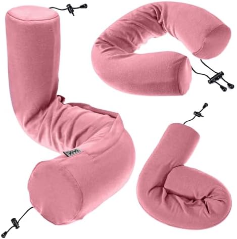 Dot&Dot Twist Memory Foam Travel Pillow for Airplanes - Travel Neck Pillow for Sleeping - Airplane Pillow for Neck Support, Chin, Lumbar and Leg - Adjustable, Bendable Neck Roll Pillow by DotDot