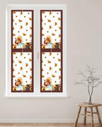 Window Privacy Film Frosted, Thanksgiving Fall Reusable Static Cling Window Tints, Turkey Sunflowers Pumpkin Brown Striped Heat Control Windows Films for Offices, Balcony, 29.5 x 118 Inches - Image 2