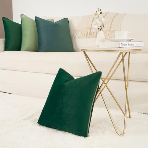 MONDAY MOOSE Decorative Throw Pillow Covers Cushion Cases, Set of 4 Soft Velvet Modern Double-Sided Designs, Mix and Match for Home Decor, Pillow Inserts Not Included (20x20 inch, Sage/Dark Green) - Image 6