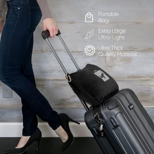 EverSnug Travel Blanket and Pillow Value Bundle - 2 in 1 Airplane Blanket with Soft Bag Pillowcase, Hand Luggage Sleeve and Backpack Clip | Color Includes Black & Grey - Image 4