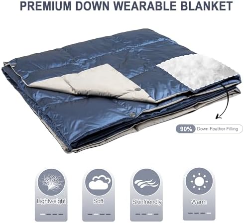 Ultra-Lightweight Wearable Down Blanket Poncho – No Sleeves, Hands-Free Pockets – Office AC & Travel Essential for Women - Image 4