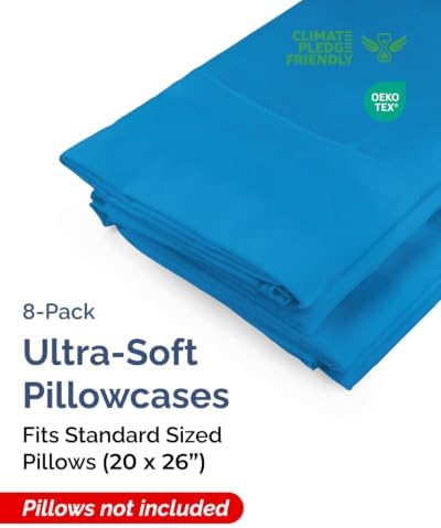 Standard Pillow Cases - 8 Pack Pillowcase Covers - 20" x 26" (Royal Blue) - Image 2