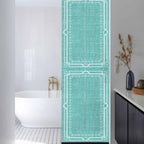 Window Privacy Film Frosted, Turquoise Botanical Reusable Static Cling Window Tints, Vintage Florals Geometric Minimalist Heat Control Windows Films for Offices, Balcony, 29.5 x 118 Inches - Image 3