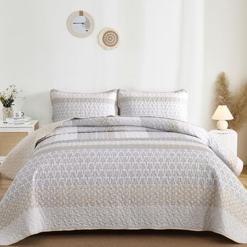 WONGS BEDDING Twin Quilt Bedding Set 2 Piece, Beige - Image 2