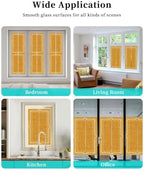Window Privacy Film Frosted, Ginger Yellow Botanical Reusable Static Cling Window Tints, Vintage Florals Geometric Minimalist Heat Control Windows Films for Offices, Balcony, 29.5 x 118 Inches - Image 7