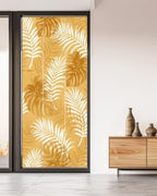 Window Privacy Film Frosted, Orange Yellow Palm Trees Tropical Non-Adhesive Static Cling Window Tint, Summer Beach Botanical Insulated Windows Frosted Films for Living Room, 35.4 x 78.7 Inches - Image 5