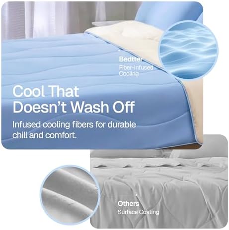 Bedtter Cooling Comforter, Cooling Blankets for Hot Sleepers & Night Sweats, Dual-Sided Cool Tech, Lightweight Breathable & Soft Summer Comforter, Cold Bed Blanket, Twin Size 68x90 Inches, Blue - Image 4