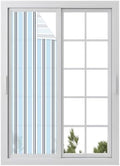 Window Privacy Film Frosted, Light Blue Striped Reusable Static Cling Window Tints, Minimalist Vertical Stripes Heat Control Windows Films for Offices, Balcony, 29.5 x 118 Inches by Unknown