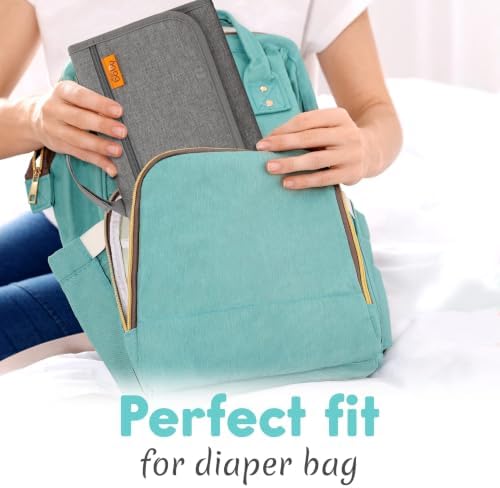 Kopi Baby Portable Diaper Changing Pad with Wipes Pocket, Modern Grey - Image 6