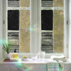 Beige Window Privacy Film Rainbow Static Cling Stain Glass Window Film for Glass Door, Decorative Heat Blocking Sunroof Decal Sticker for Car Home 23.6"x78.7" Modern Abstract Art Farmhouse Striped - Image 6