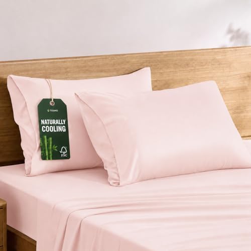 TOSMO Luxury Pillow Case Set of 2 - Cooling Viscose Derived from Bamboo - Oeko-TEX, Breathabl Silky Soft Pillow Cases with Envelope Closure (Queen / 20x30, Pale Pink) by Tosmo