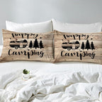Castle Fairy Trailers Camper Decorations Bedding Set King,Happy Camping Kids Duvet Cover,Brown Barn Door 3 Pieces Decorative Bedding Western Farmhouse Comforter Cover,No Comforter - Image 4