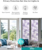 Window Privacy Film Frosted, Purple Palm Trees Tropical Reusable Static Cling Window Tints, Summer Beach Botanical Heat Control Windows Films for Offices, Balcony, 29.5 x 118 Inches - Image 6