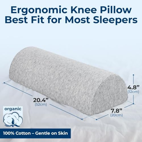 5 STARS UNITED Knee Pillow for Back Sleeping – Half Moon Bolster Pillow for Legs, Under Knee Pillow for Sleeping on Back, Memory Foam Leg Pillow for Back Pain, Natural Gray - Image 5
