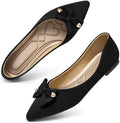 Flats for Women Ballet Shoes: Cushioned Memory Foam Insole & Lightweight for All-Day Comfort - Slip-On Suede Foldable Pointed Toe Bow Casual Dressy Flat for Work Office Business by Zorfe