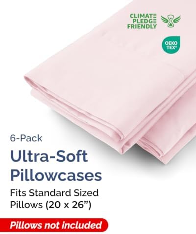 Standard Pillow Cases - 6 Pack Pillowcase Covers, 20" x 26" - Lavender Pink - Image 2