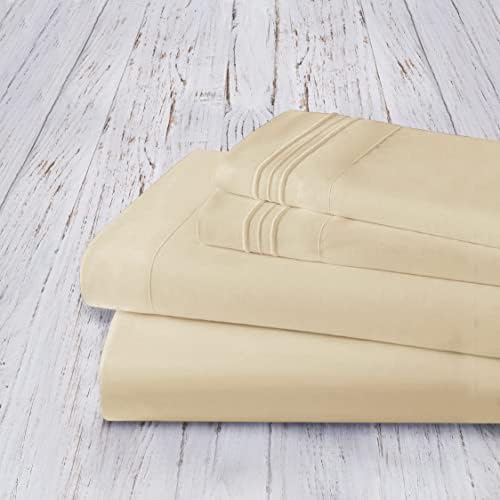 Mocassi Queen Sheet Set - Luxury Hotel 1800 Premier Bedding Sheets & Pillowcases - Ultra Soft Breathable & Cooling Bed Sheets - Deep Pocket - Wrinkle Resistant - 4 Piece Set - Queen, Cream - Image 4